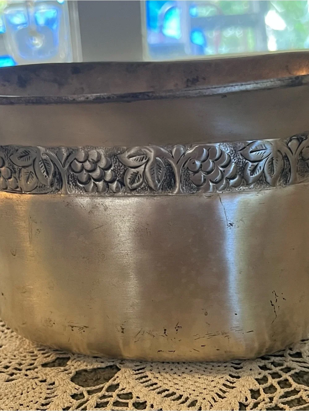 Vintage Pottery Barn Decorative Metal Container India 11” by 6”